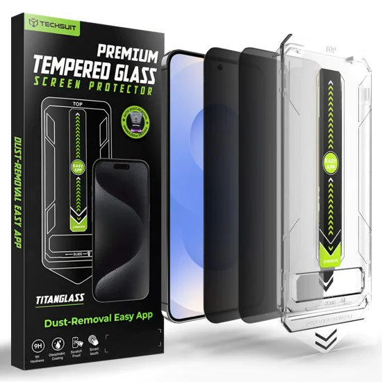 Стъклен протектор за Samsung Galaxy S26 - Techsuit TitanGlass CrystalHD (2 броя) - Privacy (поверителност)