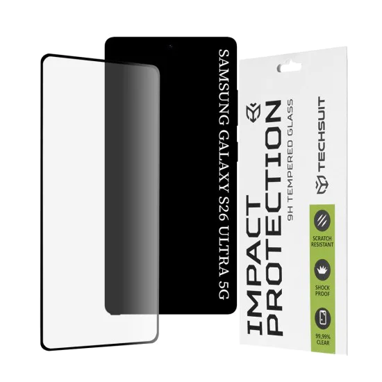 Стъклен протектор за Samsung Galaxy S26 Ultra - Techsuit 111D Full Cover - Черен