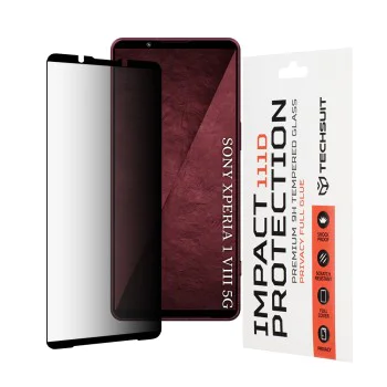 Стъклен протектор за Sony Xperia 1 VIII - 111D Privacy Full Glue - Techsuit - Черен