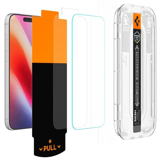 Стъклен протектор Spigen - (2 бр.) Glas.tR EZ-FIT Pro HD (AGL12047) - iPhone 18 Pro / iPhone 17 Pro / iPhone 17 / iPhone 16 Pro - Прозрачен