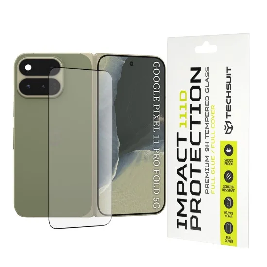 Стъклен протектор Techsuit - 111D Full Cover / Full Glue Glass - Google Pixel 11 Pro Fold - Черен
