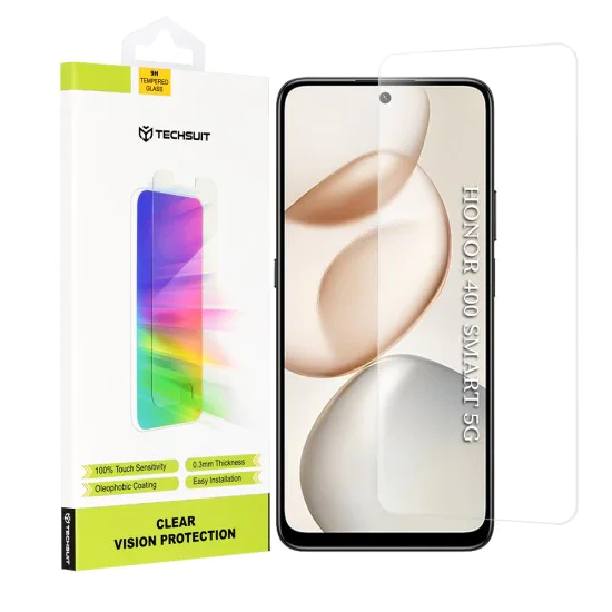 Стъклен протектор – Techsuit Clear Vision Glass – Honor 400 Smart 5G / 400 Smart 4G / 200 Smart / 90 Smart / X7d 4G / X7b 4G / X7b 5G / X7c – Прозрачен