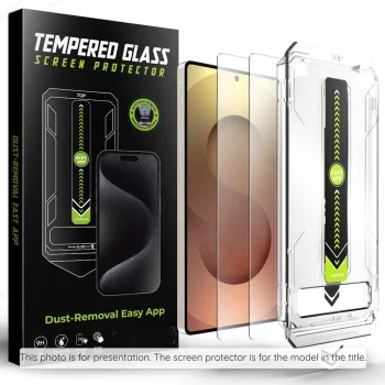 Стъклен протектор Techsuit TitanGlass CrystalHD [съвместим с отключване с пръстов отпечатък] (2 броя в комплект) - Samsung Galaxy S24 FE / A56 5G - Прозрачен