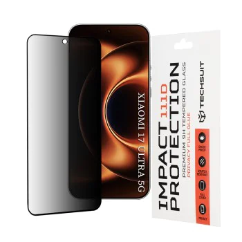 Стъклен протектор за Xiaomi 17 Ultra - Techsuit 111D Privacy Full Glue - Черен