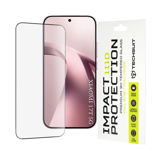 Стъклен протектор за Xiaomi 17T - 111D Full Cover - Techsuit - Черен