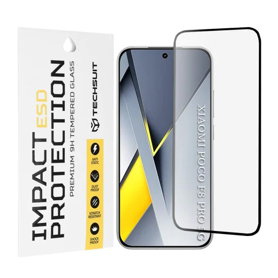 Стъклен протектор за Xiaomi Poco F8 Pro - ESD Glass - Techsuit - Черен