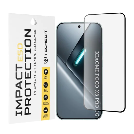 Стъклен протектор за Xiaomi Poco X8 Pro - ESD Glass - Techsuit - Черен