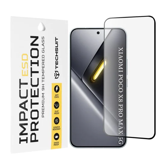 Стъклен протектор за Xiaomi Poco X8 Pro Max - ESD Glass - Techsuit - Черен