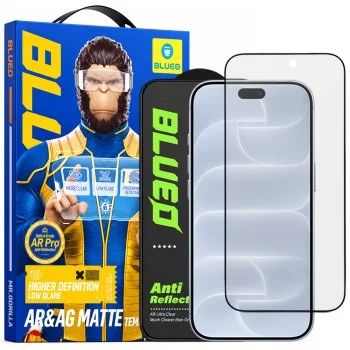 Стъклен протектор за iPhone 18 Pro - Anti-Reflective Matte HD Glass - Blueo - Черен