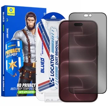 Стъклен протектор за iPhone 18 Pro Max - Anti-Peep Privacy Glass with Applicator Pro - Blueo - Черен