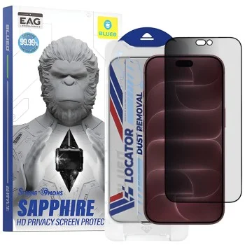 Стъклен протектор за iPhone 18 Pro Max - Premium Sapphire Non Breaking/Scratching 9H Glass with Applicator - Blueo - Privacy