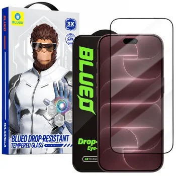 Стъклен протектор за iPhone 18 Pro Max / iPhone 17 Pro Max / iPhone 16 Pro Max - Drop-Resistant Tempered Glass - Blueo - Черен