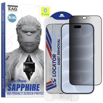 Стъклен протектор за iPhone 18 Pro - Premium Sapphire Non Breaking/Scratching 9H Glass with Applicator - Blueo - Privacy