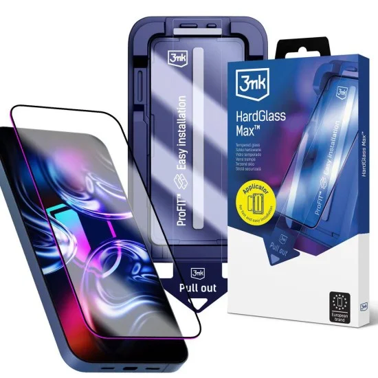 Стъклен протектор за iPhone 18 Pro / iPhone 17 Pro - HardGlass Max Screen Protector - 3mk - Черен