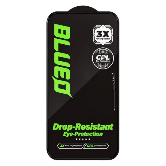 Стъклен протектор за iPhone 18 Pro / iPhone 17 Pro / iPhone 17 / iPhone 16 Pro - Drop-Resistant Tempered Glass - Blueo - Черен