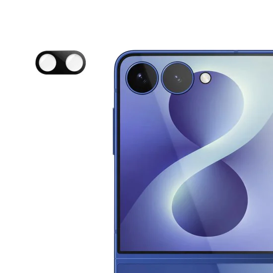 Стъклен протектор за камера за Samsung Galaxy Z Flip8 - Full Camera Glass - Techsuit - Черен