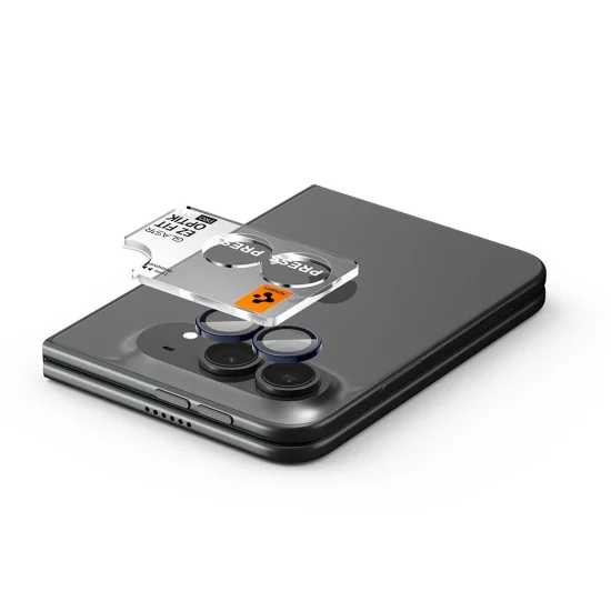 Стъклен протектор за камера Spigen - (2 бр.) Optik.tR EZ Fit Pro Camera Glass (AGL12011) - iPhone Duo - Тъмносин