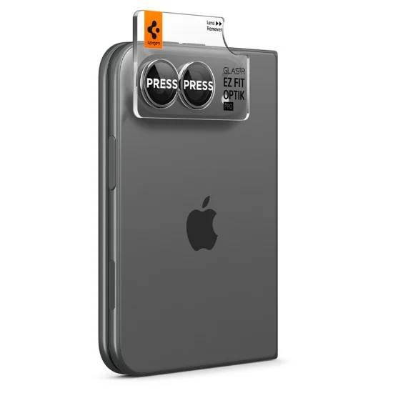 Стъклен протектор за камера Spigen - (2 бр.) Optik.tR EZ Fit Pro Camera Glass (AGL12012) - iPhone Duo - Бял