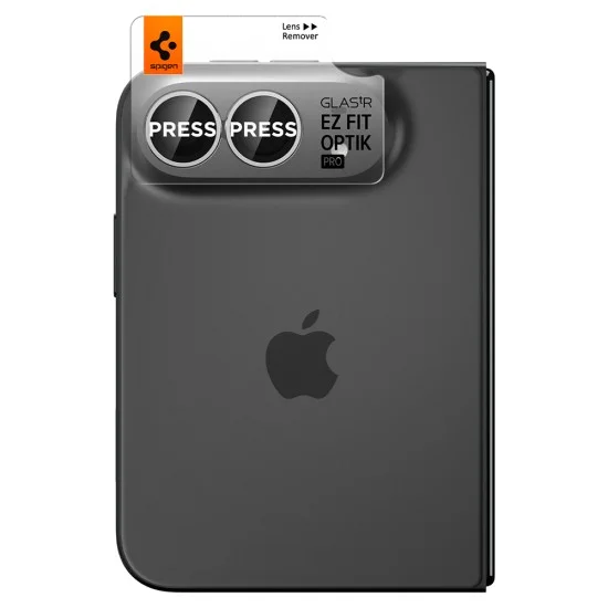 Стъклен протектор за камера Spigen - (2 бр.) Optik.tR EZ Fit Pro Camera Glass (AGL12012) - iPhone Duo - Бял