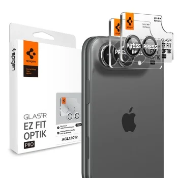 Стъклен протектор за камера Spigen - (2 бр.) Optik.tR EZ Fit Pro Camera Glass (AGL12012) - iPhone Duo - Бял