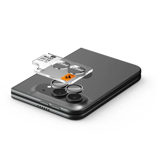 Стъклен протектор за камера Spigen - (2 бр.) Optik.tR EZ Fit Pro Camera Glass (AGL12012) - iPhone Duo - Бял