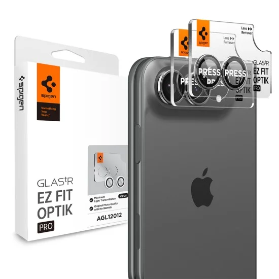 Стъклен протектор за камера Spigen - (2 бр.) Optik.tR EZ Fit Pro Camera Glass (AGL12012) - iPhone Duo - Бял