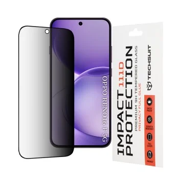 Стъклен протектор за поверителност за Oppo Reno16 F / Reno16 FS - 111D Privacy Full Glue - Techsuit - Черен
