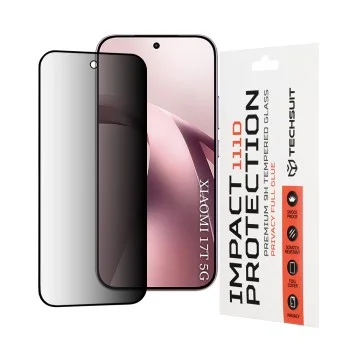 Стъклен протектор за поверителност за Xiaomi 17T - 111D Privacy Full Glue - Techsuit - Черен