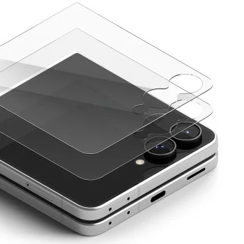 Стъклен протектор за външен екран Ringke Cover Display Tempered Glass Pro (2 броя в комплект) - Samsung Galaxy Z Flip8 - Прозрачен