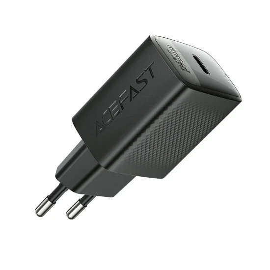 Стенно зарядно устройство A104 – Acefast, USB-C, PD25W, GaN технология, съвместимост с бързо зареждане – черно