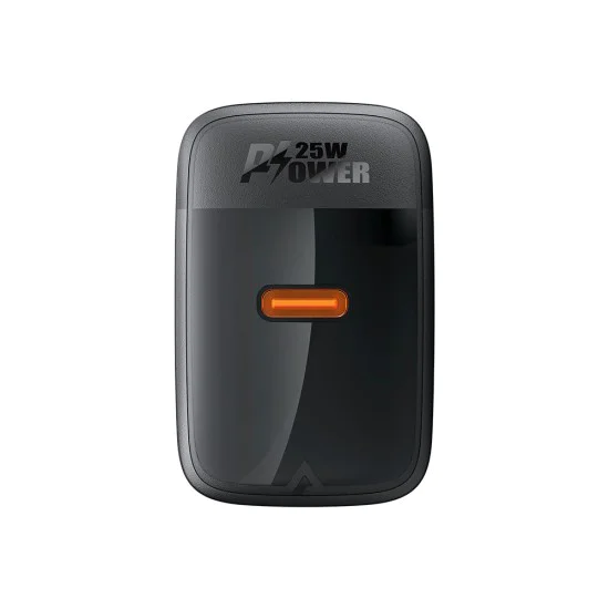 Стенно зарядно устройство A104 – Acefast, USB-C, PD25W, GaN технология, съвместимост с бързо зареждане – черно