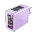 Стенно зарядно устройство A45 – Acefast Exploration Series, 2 x USB-C, USB, GaN, PD65W, бързо зареждане – лилаво