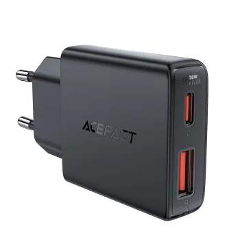 Стенно зарядно устройство A69 – Acefast, Type-C, USB, PD30W, GaN Technology, Quick Charge Compatibility – Черно