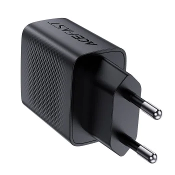 Стенно зарядно устройство A82 – Acefast, Type-C, GaN технология, PD20W, поддържа бързо зареждане – черно