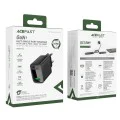 Стенно зарядно устройство A90 – Acefast, USB, 18W, GaN технология, бързо зарядно устройство – черно