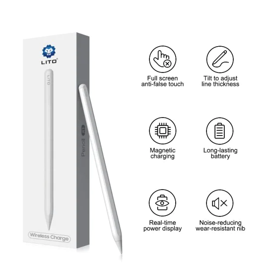 Стилус за iPad, Palm Rejection, 90mAh - Lito (K1) - Бял