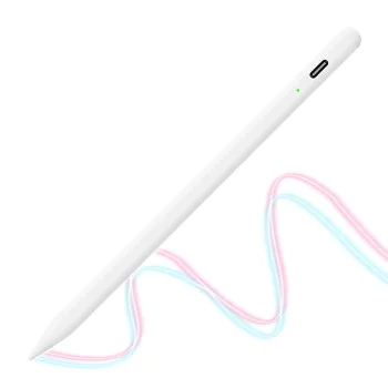 Стилус за таблет, Bluetooth, Type-C, 130mAh, 130mAh, 5V, 0.2A, отхвърляне на дланта, сензор за натиск при накланяне - (AC10-CP) - бял
