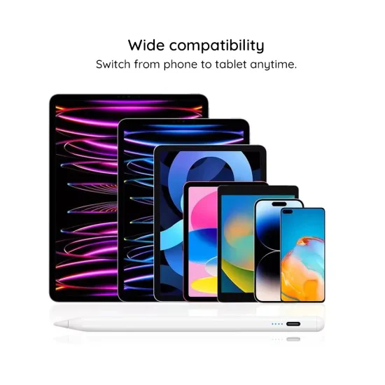 Стилус универсален, 130mAh, USB-C - (T1) - бял