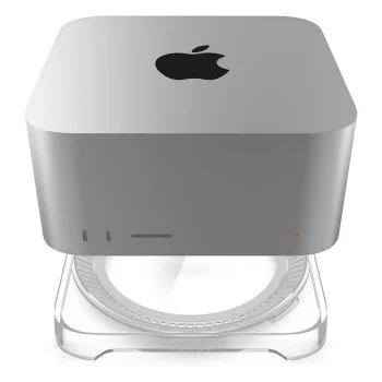Стойка за Apple Mac Studio с вграден PVC филтър и противоплъзгаща основа LD202 (AMP04796) - Spigen - Кристално прозрачен