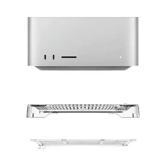 Стойка за Apple Mac Studio с вграден PVC филтър и противоплъзгаща основа LD202 (AMP04796) - Spigen - Кристално прозрачен