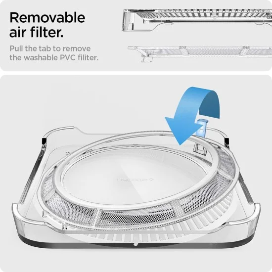 Стойка за Apple Mac Studio с вграден PVC филтър и противоплъзгаща основа LD202 (AMP04796) - Spigen - Кристално прозрачен