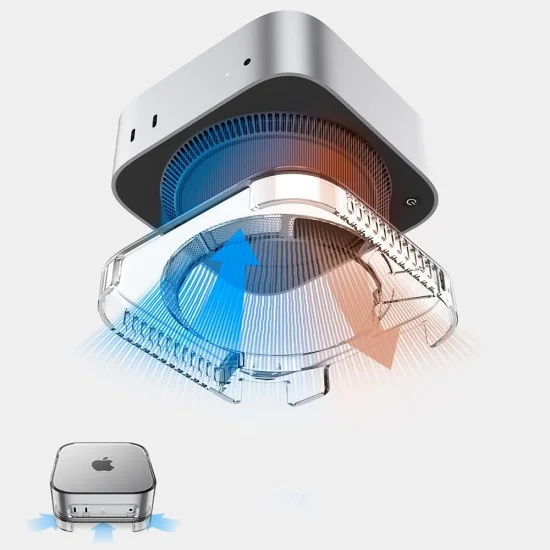 Стойка за Apple Mac Studio с вграден PVC филтър и противоплъзгаща основа LD202 (AMP04796) - Spigen - Кристално прозрачен