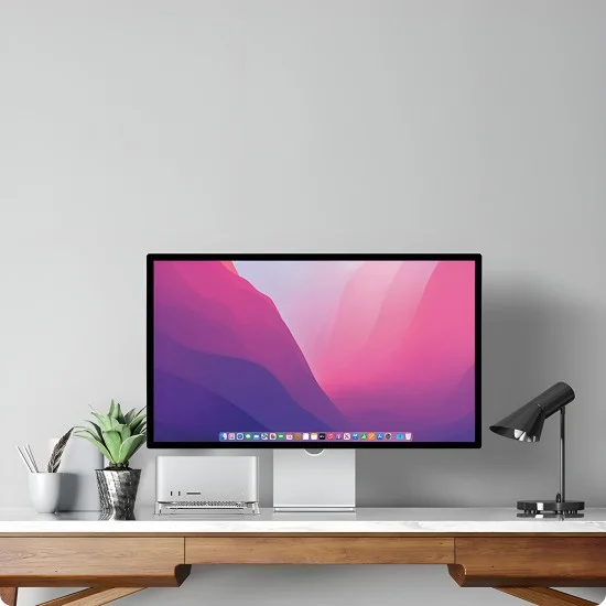 Стойка за Apple Mac Studio с вграден PVC филтър и противоплъзгаща основа LD202 (AMP04796) - Spigen - Кристално прозрачен