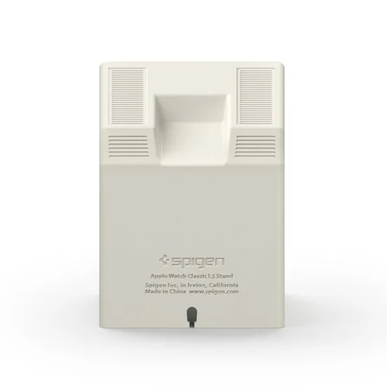 Стойка за Apple Watch Spigen Classic LS Stone (AMP11668) - организация на кабела, 65 градусов ъгъл, ретро дизайн - Сив