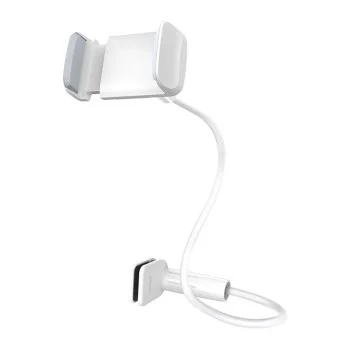 Стойка за бюро Borofone Bright Shell (BH23) - за телефон, гъвкаво рамо, 360° регулируема ротация, за телефони 4.5 - 6.5" - Бял