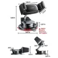 Стойка за кола Lisen A609 (YL0225120003) - за табло, 360° ротация, затягащо рамо, автоматично заключване, вакуумна смукателка - Тъмно сив
