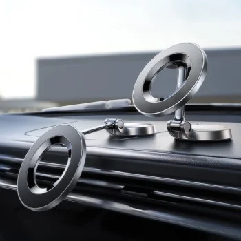 Стойка за кола Lisen (YL0223080002) - MagSafe, за табло, универсална, 360° въртене, сгъваема, силни магнити - Черен