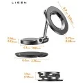 Стойка за кола Lisen (YL0223080002) - MagSafe, за табло, универсална, 360° въртене, сгъваема, силни магнити - Черен
