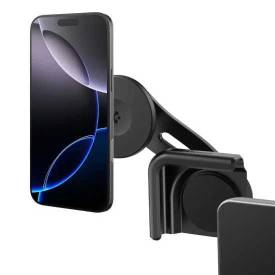 Стойка за кола OneTap (ACP07869) - за дисплей Tesla, MagSafe, Регулируема, с организатор за кабел, Без лепило - Spigen - Черен