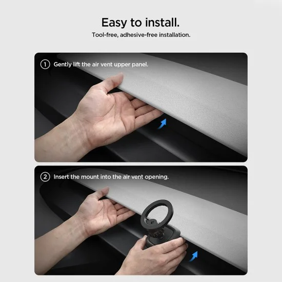 Стойка за кола Spigen Car Holder (TAM100) - MagSafe, за Tesla Model Y Juniper / Model 3 Highland, напълно регулируема - Черен